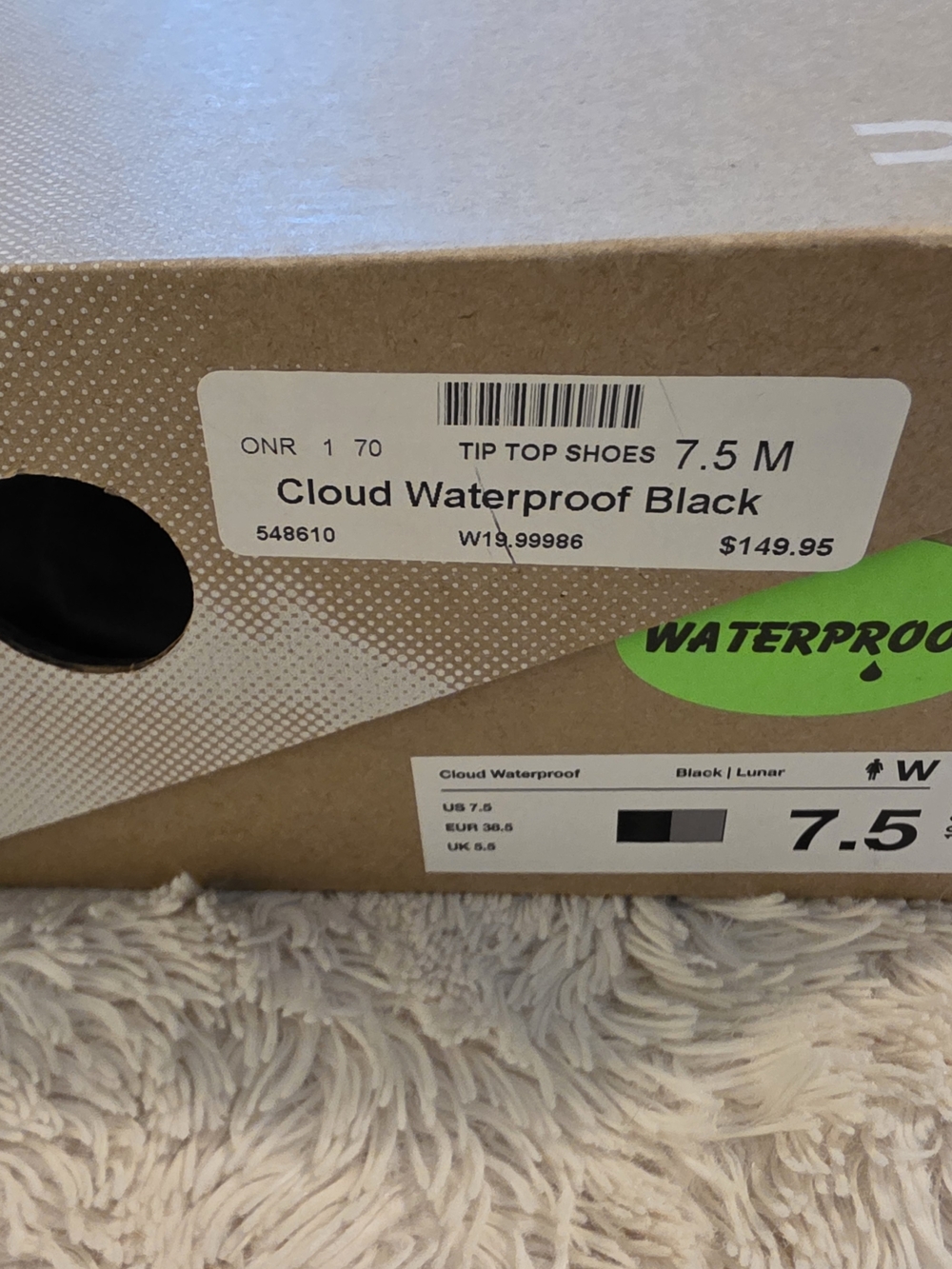 On Running Womens Cloud Waterproof Shoes - Black - Size 7.5 GUC - Picture 2 of 13